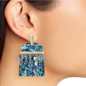 NEW Kendra Scott Abalone Layne Earrings Fringe Tassel Statement